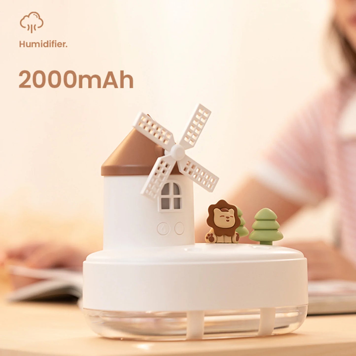 Kids bedroom Windmill Air Humidifier with LED Lights Music