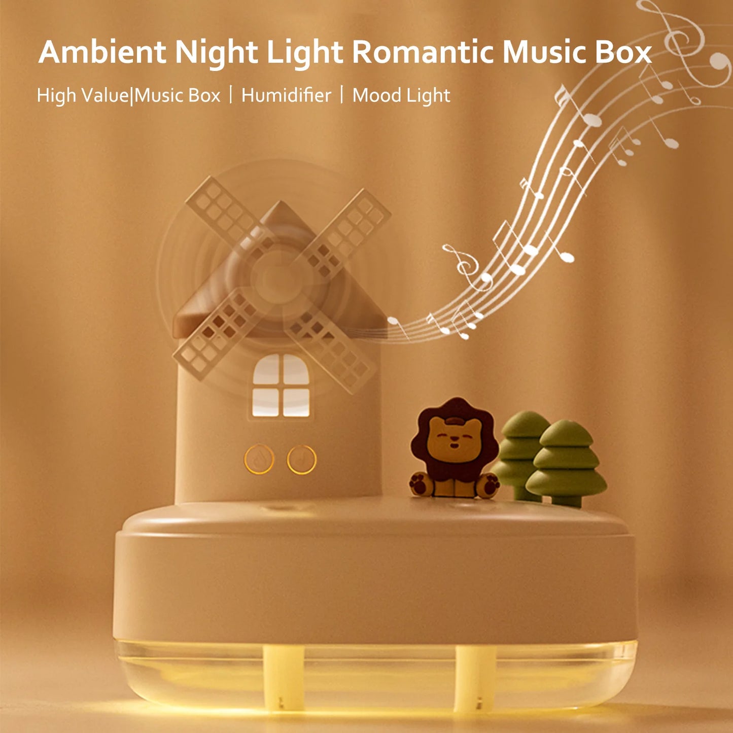 Kids bedroom Windmill Air Humidifier with LED Lights Music