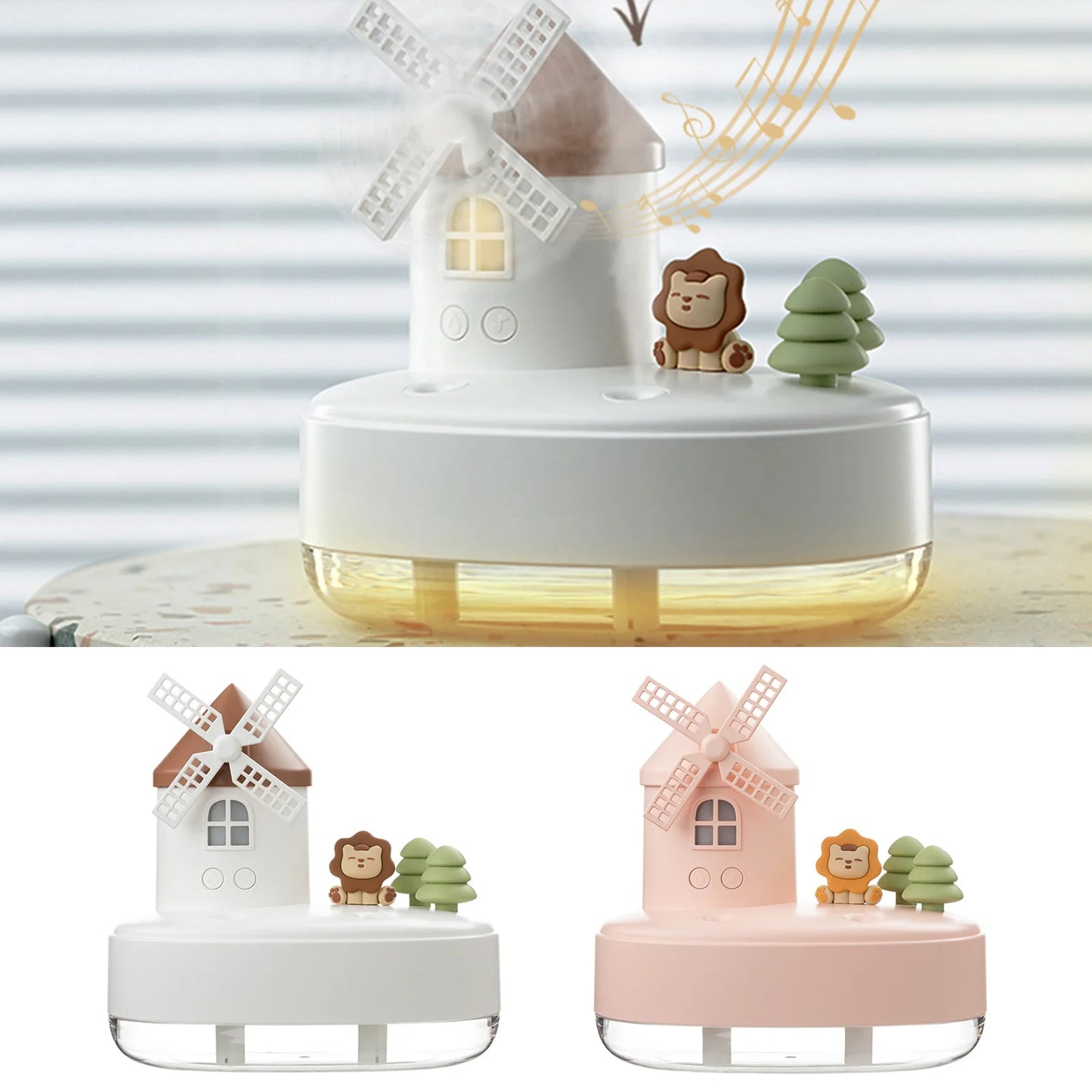 Kids bedroom Windmill Air Humidifier with LED Lights Music