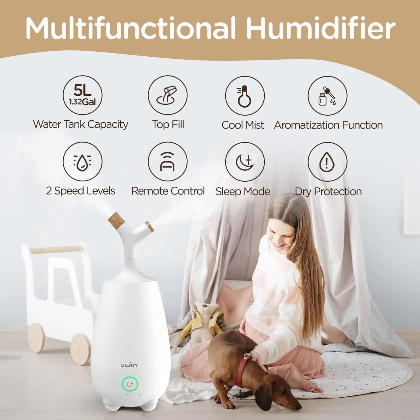 Large Air Humidifier 5L with remote control